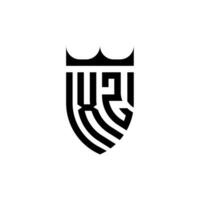 xz coroa escudo inicial luxo e real logotipo conceito vetor