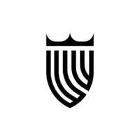 ww coroa escudo inicial luxo e real logotipo conceito vetor