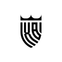 xb coroa escudo inicial luxo e real logotipo conceito vetor