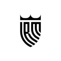 rm coroa escudo inicial luxo e real logotipo conceito vetor