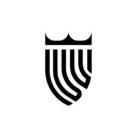 vu coroa escudo inicial luxo e real logotipo conceito vetor
