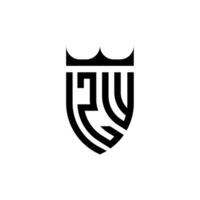 zw coroa escudo inicial luxo e real logotipo conceito vetor