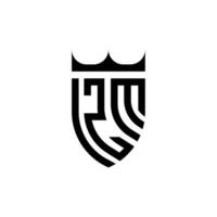 zm coroa escudo inicial luxo e real logotipo conceito vetor