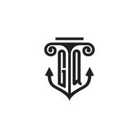 gq pilar e âncora oceano inicial logotipo conceito vetor