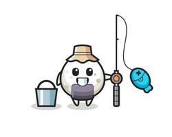 personagem mascote do onigiri como pescador vetor