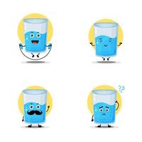 coleção de personagens fofinhos de vidro de água vetor