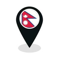 bandeira do Nepal bandeira em mapa identificar ícone isolado Preto cor vetor