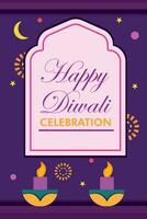 diwali poster tradicional indiano celebração vetor ilustração