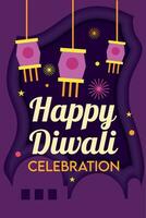 diwali poster tradicional indiano celebração vetor ilustração