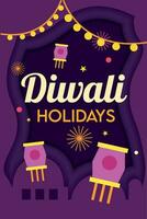 diwali poster tradicional indiano celebração vetor ilustração