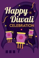 diwali poster tradicional indiano celebração vetor ilustração