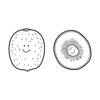 mão desenhado vetor ilustração cor crianças fofa sorridente fruta kiwi clipart