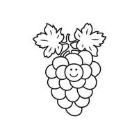 mão desenhado vetor ilustração cor crianças sorridente fruta uvas clipart