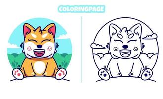 gato fofo com página para colorir vetor