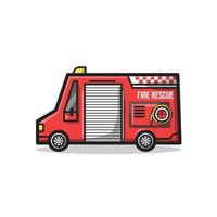 ilustração dos desenhos animados da linha de veículos do departamento de resgate de bombeiros vetor