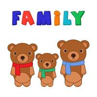 ilustração dos desenhos animados do urso de pelúcia com ilustração livre do texto da família vetor