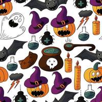 elementos de design de halloween em mãos desenham o estilo vetor