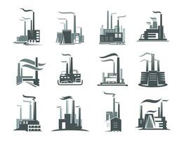 fábrica ou industrial plantar construção ícones vetor