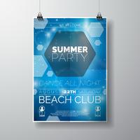 Modelo de cartaz Party Flyer no tema Summer Beach vetor