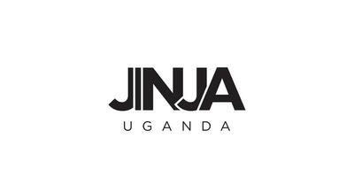 jinja dentro a Uganda emblema. a Projeto características uma geométrico estilo, vetor ilustração com negrito tipografia dentro uma moderno Fonte. a gráfico slogan rotulação.