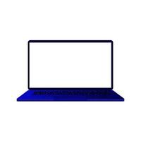 Computador laptop de maquete plana 3D com tela branca e teclado vetor