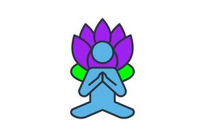meditação ícone. humano com lótus flor. ícone relacionado para meditação, bem-estar, spa. plano linha ícone estilo. simples vetor Projeto editável