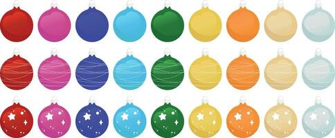 colorida Natal bolas com padrões dentro a Formato do linhas e estrelas para decoração Novo ano cartões isolado em uma branco fundo vetor