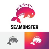 símbolo do logotipo do monstro marinho peixe água predador vetor