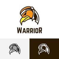 logotipo do personagem de desenho animado do jogo do guerreiro do falcão da águia com fita para a cabeça vetor