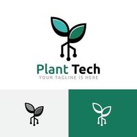 tecnologia de planta verde broto crescer logotipo moderno vetor