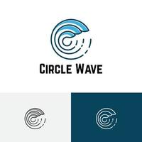 C letra forma círculo onda mar oceano linha logotipo vetor