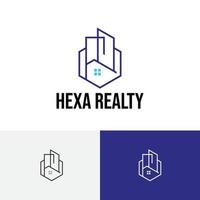 hexágono casa construção residencial logotipo abstrato imobiliário vetor