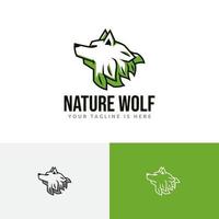 logotipo da cabeça do lobo ecológico da folha verde da natureza vetor