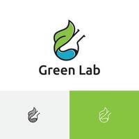 tubo de folha verde laboratório biologia natureza ciência pesquisa logotipo vetor