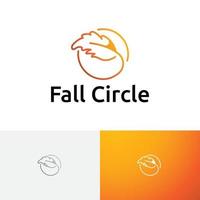 círculo folha outono outono temporada natureza logotipo da linha de negócios vetor