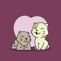 feliz gato casal amor alegria animal de estimação amante dos desenhos animados vetor