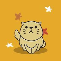 adorável gato persa em pé folha de outono desenho animado outono vetor