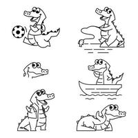 crocodilo jacaré engraçado personagem bonito desenho animado mascote vetor