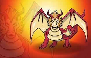 asas de dragão vermelho fantasia mitologia monstro lenda criatura vetor