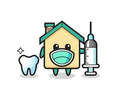 personagem mascote da casa como dentista vetor