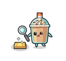 O personagem do milkshake está verificando a autenticidade do ouro vetor