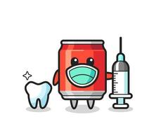 personagem mascote da lata de bebida como dentista vetor