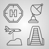 coleção de símbolos de aviação em estilo de contorno vetor