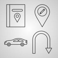 coleção de símbolos de navegação e mapas em estilo de contorno vetor