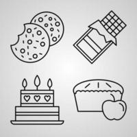 conjunto simples de ícones de linha de vetor de padaria