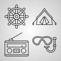 conjunto de ícones simples de ícones de linha relacionados à pesca vetor