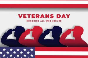 projeto da bandeira do dia dos veteranos em estilo de corte de arte de papel. 11 de novembro vetor