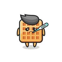 personagem mascote waffle com quadro febril vetor