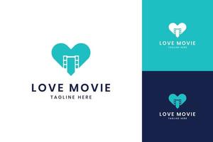 filme de amor design do logotipo do espaço negativo vetor