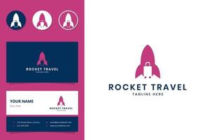 design do logotipo do espaço negativo para viagens de foguete vetor